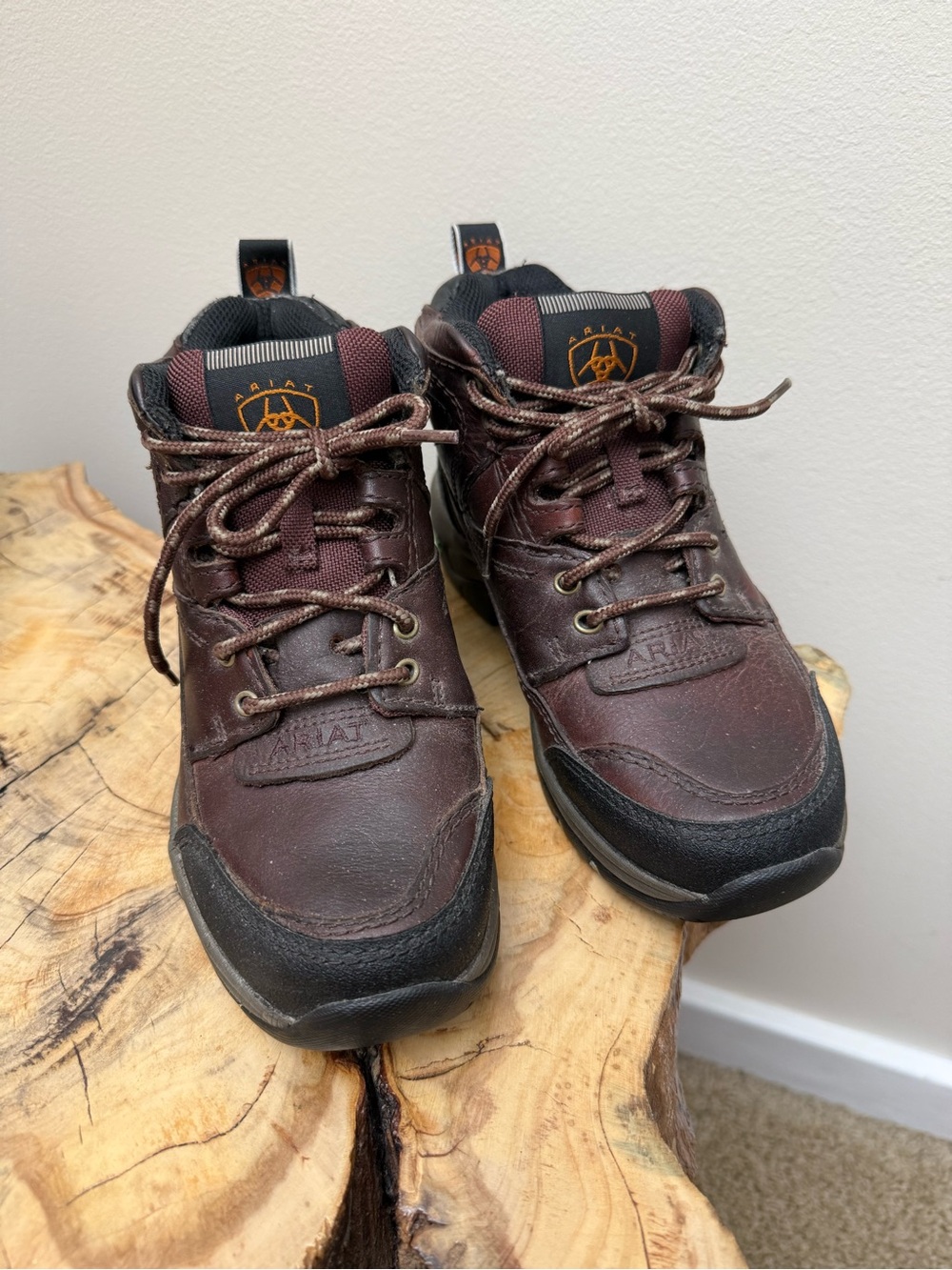 Ariat Boys/Womens Dark Brown Leather Lace-Up Work Boots
